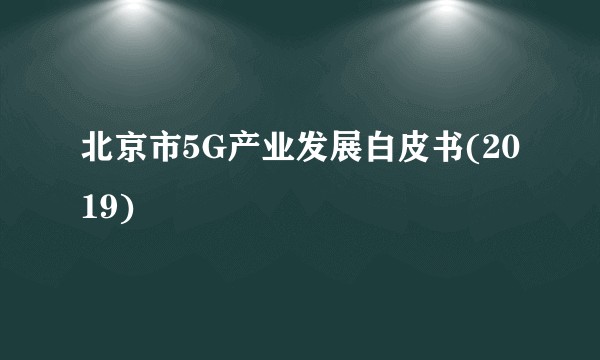 北京市5G产业发展白皮书(2019)