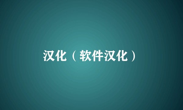 汉化（软件汉化）