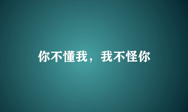 你不懂我，我不怪你