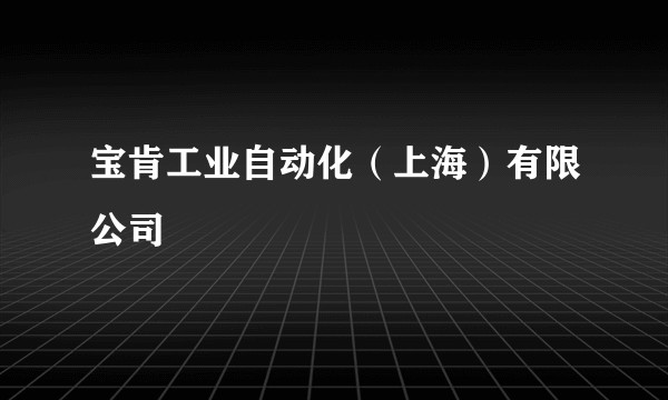 宝肯工业自动化（上海）有限公司