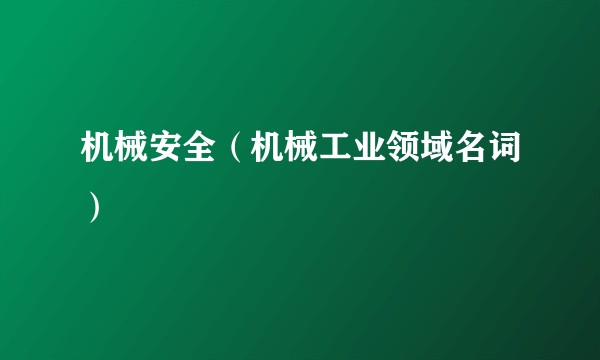 机械安全(机械工业领域名词)