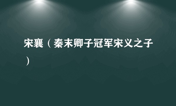 宋襄（秦末卿子冠军宋义之子）