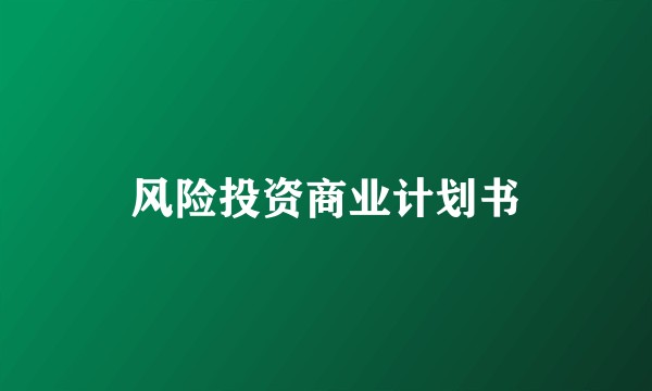 风险投资商业计划书