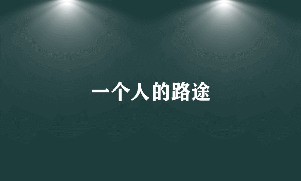 一个人的路途