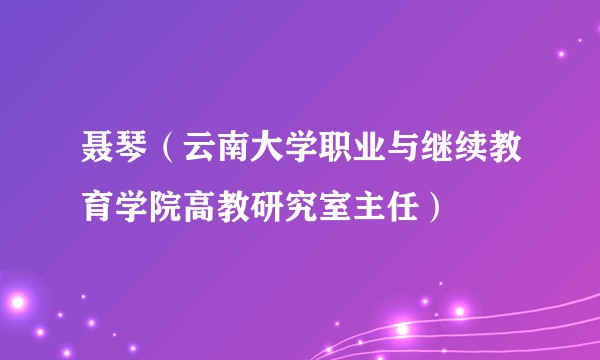 聂琴（云南大学职业与继续教育学院高教研究室主任）