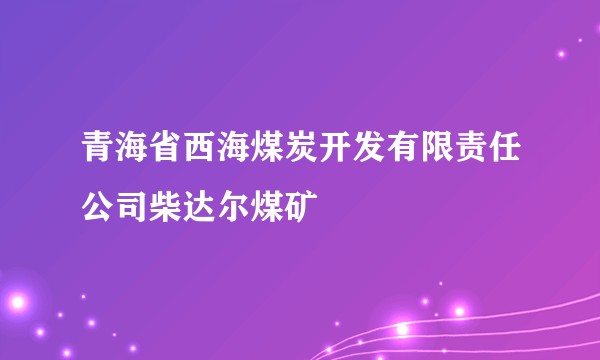青海省西海煤炭开发有限责任公司柴达尔煤矿