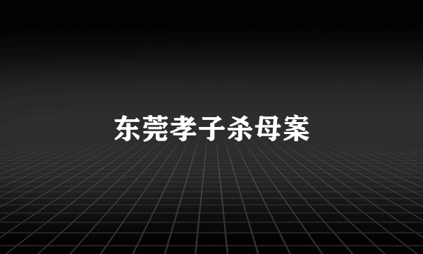 东莞孝子杀母案