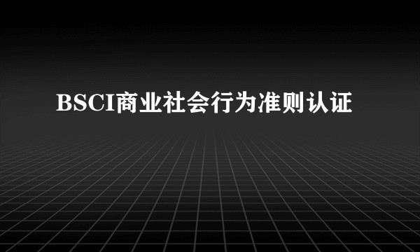 BSCI商业社会行为准则认证