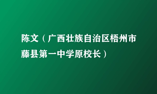 陈文（广西壮族自治区梧州市藤县第一中学原校长）