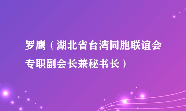 罗鹰（湖北省台湾同胞联谊会专职副会长兼秘书长）