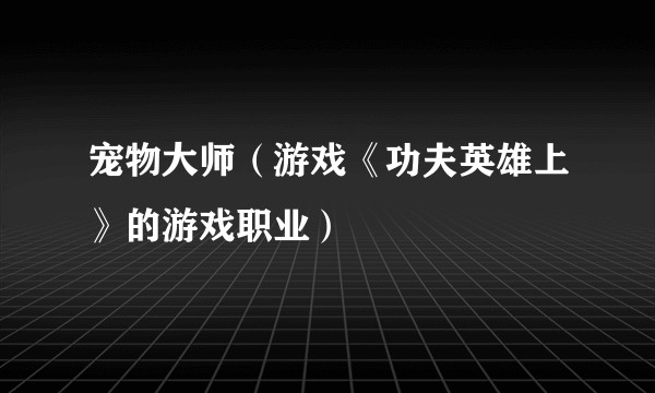 宠物大师（游戏《功夫英雄上》的游戏职业）
