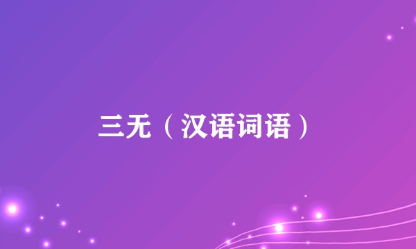 三无（汉语词语）