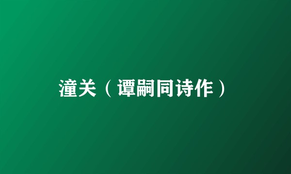 潼关（谭嗣同诗作）