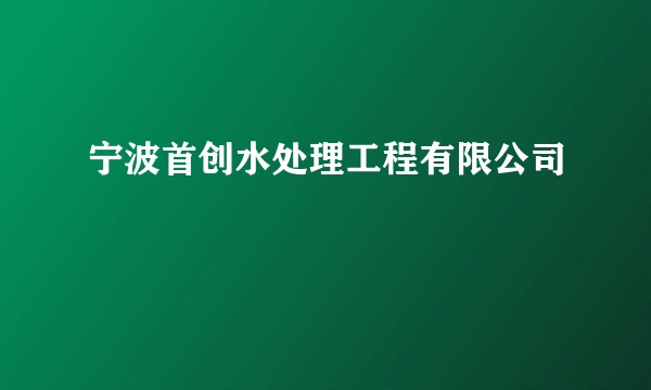 宁波首创水处理工程有限公司