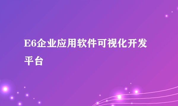 E6企业应用软件可视化开发平台