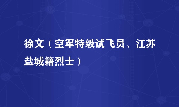 徐文（空军特级试飞员、江苏盐城籍烈士）