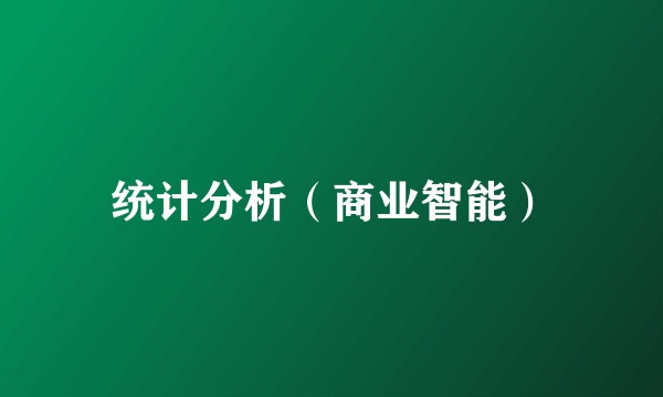 统计分析（商业智能）