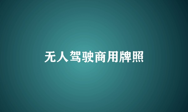 无人驾驶商用牌照