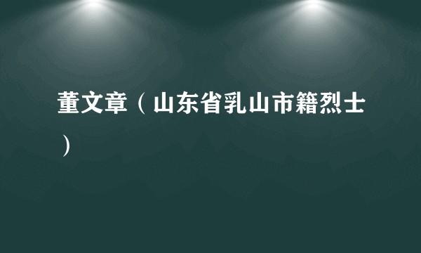 董文章（山东省乳山市籍烈士）