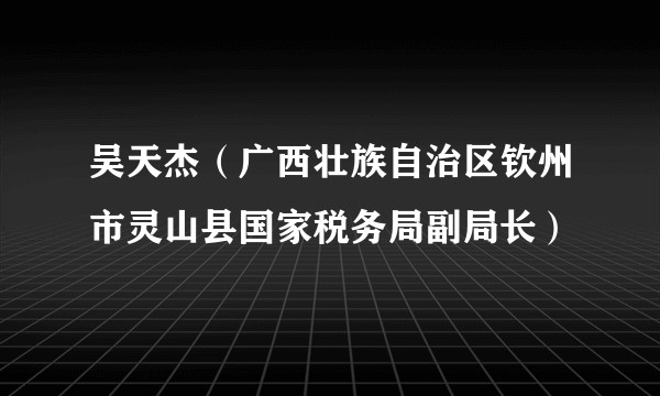 吴天杰(广西壮族自治区钦州市灵山县国家税务局副局长)