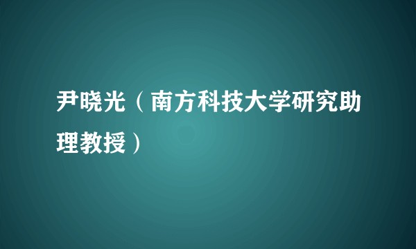 尹晓光（南方科技大学研究助理教授）