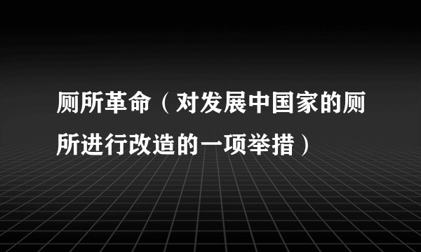 厕所革命（对发展中国家的厕所进行改造的一项举措）