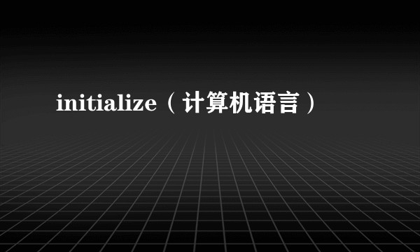 initialize（计算机语言）