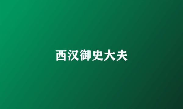 西汉御史大夫