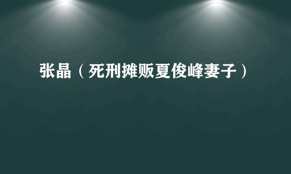 张晶（死刑摊贩夏俊峰妻子）