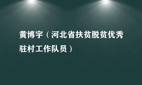 黄博宇(河北省扶贫脱贫优秀驻村工作队员)