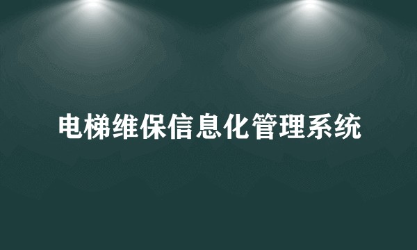 电梯维保信息化管理系统