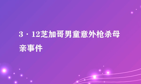3·12芝加哥男童意外枪杀母亲事件