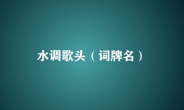 水调歌头（词牌名）