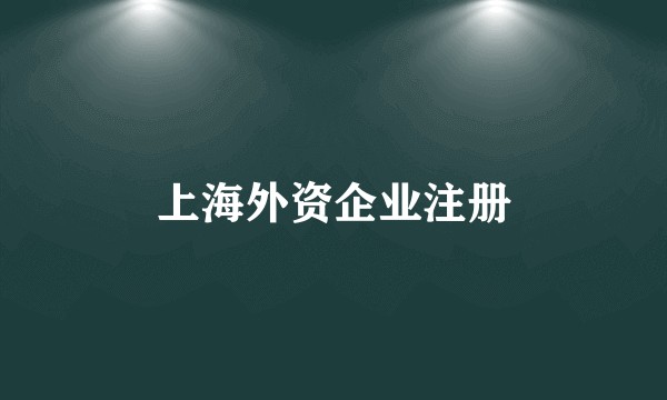上海外资企业注册