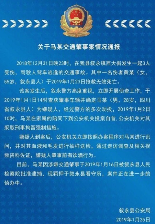 12·31叙永肇事逃逸案