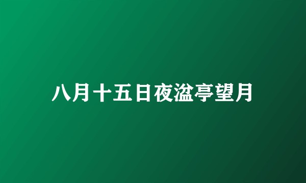 八月十五日夜湓亭望月