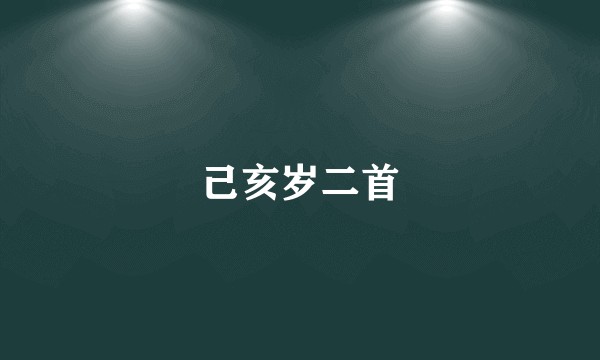 己亥岁二首