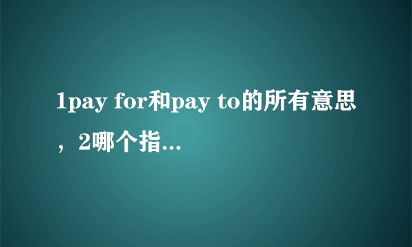 1pay for和pay to的所有意思，2哪个指付钱给某人
