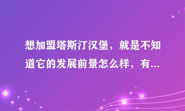 想加盟塔斯汀汉堡，就是不知道它的发展前景怎么样，有知道的吗？