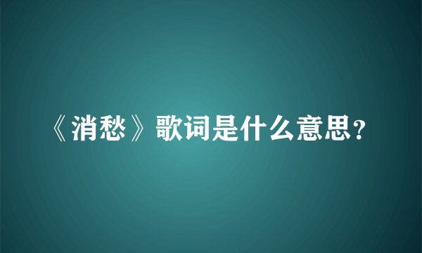 《消愁》歌词是什么意思？