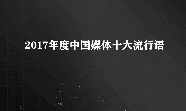 2017年度中国媒体十大流行语