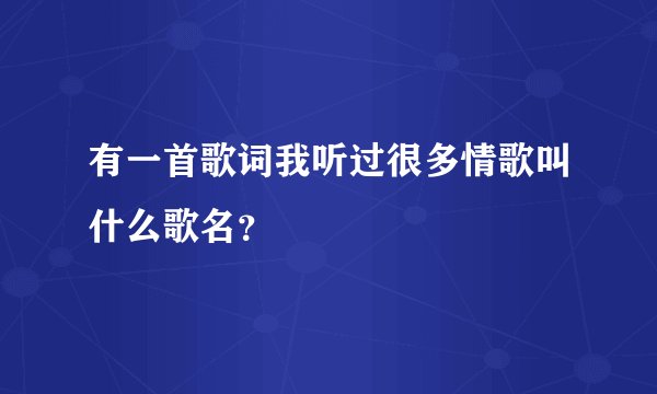 有一首歌词我听过很多情歌叫什么歌名？