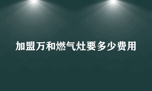 加盟万和燃气灶要多少费用