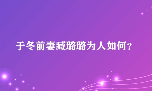 于冬前妻臧璐璐为人如何？