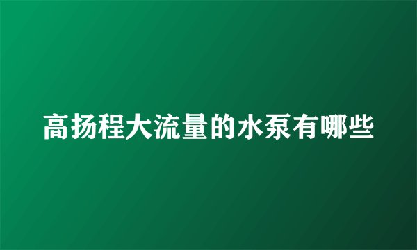 高扬程大流量的水泵有哪些