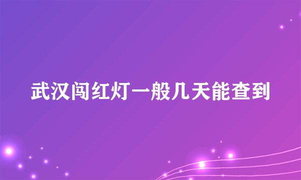 武汉闯红灯一般几天能查到