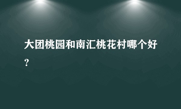 大团桃园和南汇桃花村哪个好?