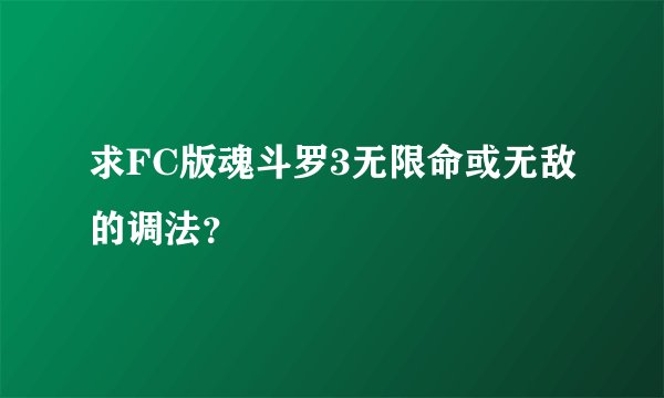 求FC版魂斗罗3无限命或无敌的调法？