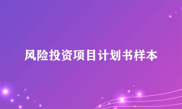 风险投资项目计划书样本