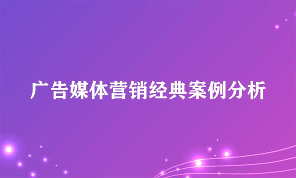 广告媒体营销经典案例分析